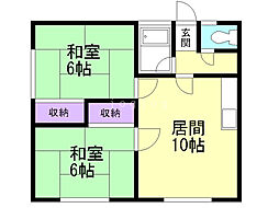 土田マンション 2LDKの間取図画像