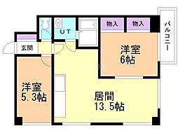 日商岩井幣舞マンション 2LDKの間取図画像