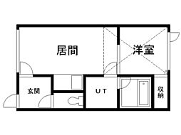 アーバンエステート浪花K 1DKの間取図画像