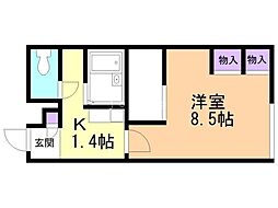 レオパレスクレイン 1Kの間取図画像