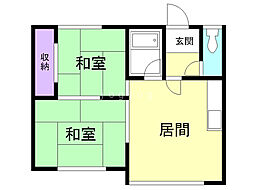 グリーンハイツ 2DKの間取図画像
