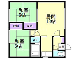 第一コーポ 2LDKの間取図画像