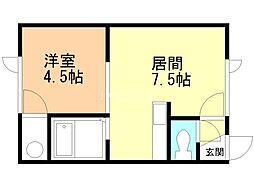 ラ・フィーヌ文苑 1DKの間取図画像