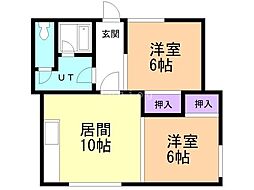 フラットU2 2LDKの間取図画像