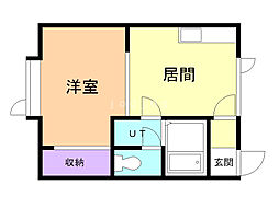 ハイツビコーズ 1DKの間取図画像