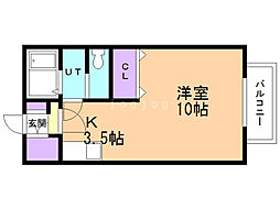 Reve芦野 1Kの間取図画像