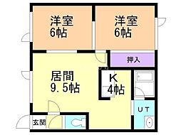 ポールスター北条 2LDKの間取図画像
