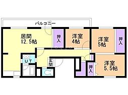 ビレッジハウス大楽毛2号棟 3LDKの間取図画像