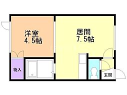 アーバンエコー 1DKの間取図画像