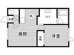 コーポカデンツァ 1LDKの間取図画像