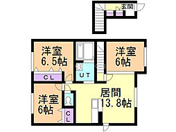 プレシャスコートC 3LDKの間取図画像