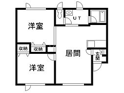 メゾンKR2 2LDKの間取図画像