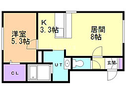 ヴェルジェ 1LDKの間取図画像
