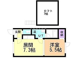 プレジデント浪花 1DKの間取図画像