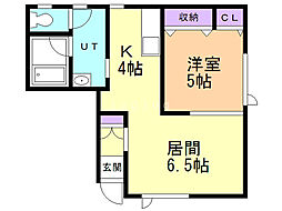 サンセットヒルズMS 1LDKの間取図画像