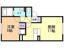 プレシャスコートA 1LDKの間取図画像