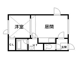銀河 1DKの間取図画像