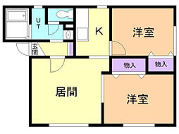 麒麟館 2LDKの間取図画像