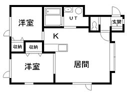 ビラ昭和3号館 2LDKの間取図画像