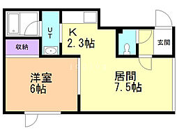 メイプルハイツ 1DKの間取図画像