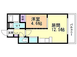 プランドール 1LDKの間取図画像