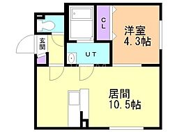 釧路市浪花町10丁目マンション 1LDKの間取図画像