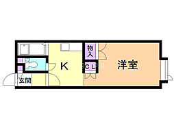バレンタインハウスイースト 1Kの間取図画像