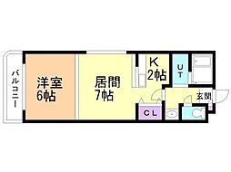 クレステージ若竹 1Kの間取図画像