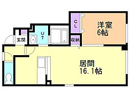 クレイトンアベニュー鳥取3 1LDKの間取図画像