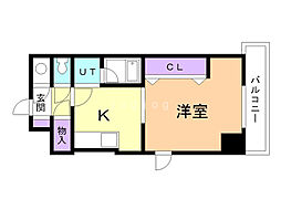 レジデンス黒金 1DKの間取図画像