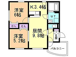 リヴィエール 2LDKの間取図画像