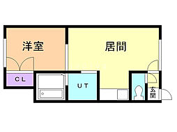 コーポひまわりB 1LDKの間取図画像