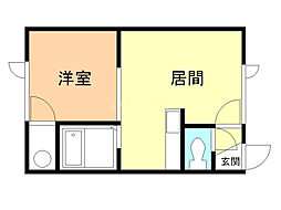 ラ・フィーヌ文苑 1DKの間取図画像