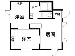 ビラ住の江 2DKの間取図画像