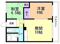 グリーンハイツ 2LDKの間取図画像