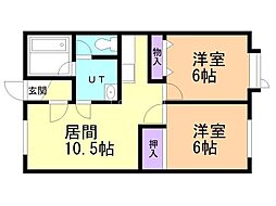 グリーンハイツ佐藤 2LDKの間取図画像