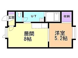 ハピネスドムス芦野 1DKの間取図画像