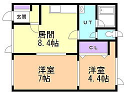 メゾンガディス2 2DKの間取図画像