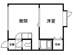 サンマリンハイツ1 1DKの間取図画像
