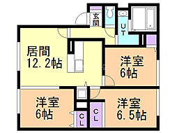 プレシャスコートD 3LDKの間取図画像