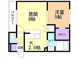 WOODGARDEN 1LDKの間取図画像