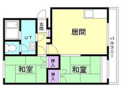 パミールハイツ 2LDKの間取図画像