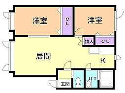 ハイツポプルス 2LDKの間取図画像