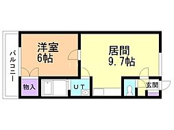 メゾンプティパラディ 1LDKの間取図画像