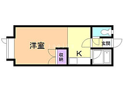 ポプラハイツ 1Kの間取図画像