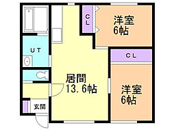 ビーンズ3 2LDKの間取図画像