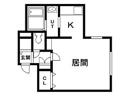シャルダンヒル 1Kの間取図画像