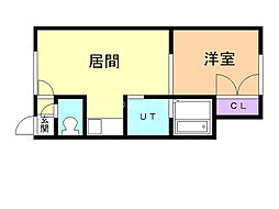 コーポひまわりB 1LDKの間取図画像