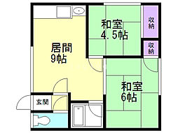 サンハイツ 2DKの間取図画像
