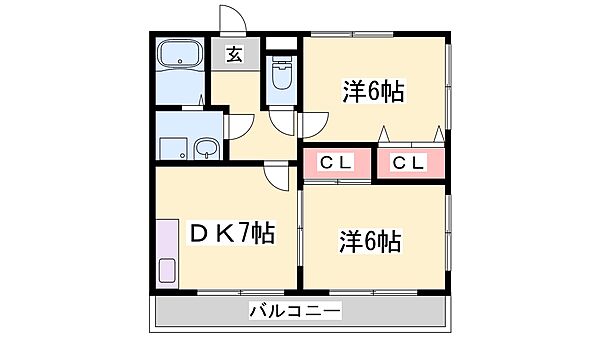 ハイムリバティ1 202｜兵庫県神戸市北区鹿の子台南町４丁目(賃貸マンション2DK・2階・51.89㎡)の写真 その2